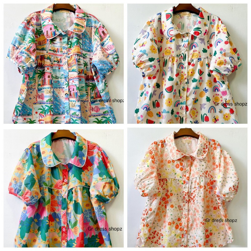ป้าย P.Pream shop เสื้อผ้าคอตตอนพิมพ์ลาย ไซส์ใหญ่  อก 54 นิ้ว ยาว 27 นิ้ว