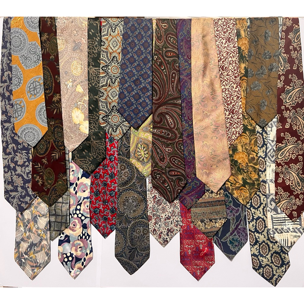Set 31🍁Vintage Tie เนคไทลายวินเทจ หน้ากว้าง 9 cm นำเข้าญี่ปุ่นคัดเกรด