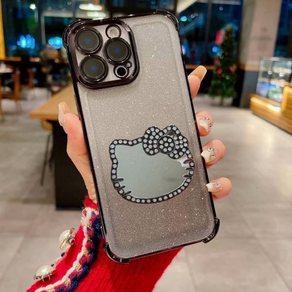เคสคิตตี้กระจก สำหรับ VIVO V70 Y31D Y500i V70FE Y05 Y11D Y21D T31 Y39 Y29 Y19S Y04 Y04S Y29S ขาตั้งสวยหรู กันกระแทก 2IN1