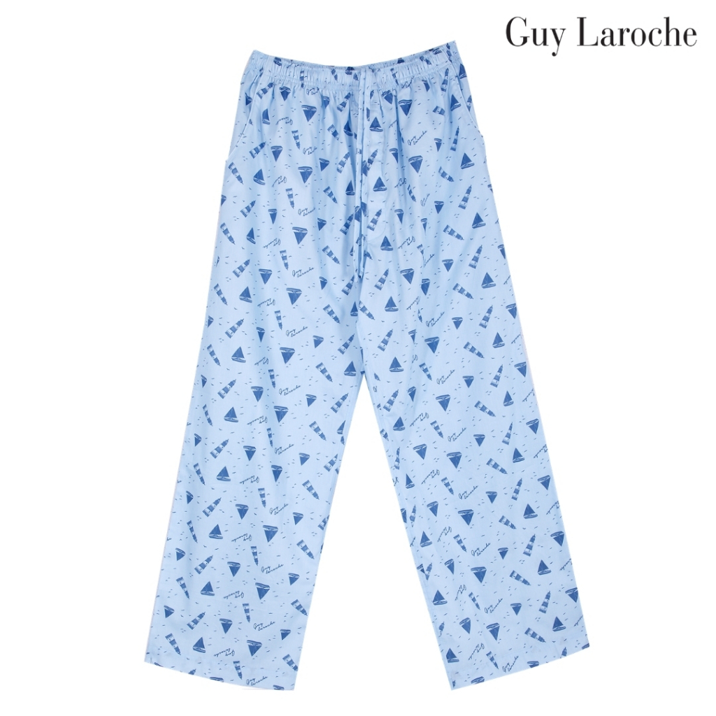 Guy Laroche ชุดนอนคอปก แขนยาว ขายาว พิมพ์ลาย เนื้อผ้า cotton สีฟ้า รุ่น JPG5972S6BU — صورة 7
