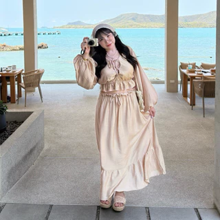 Coralie Set ชุดเชตโคราลี เสื้อแขนยาว+กระโปรงยาว มีซับใน✨🌊 ใส่ไปเที่ยวเขา ทะเล ได้หมดทุกสถานที่ | Geebeety