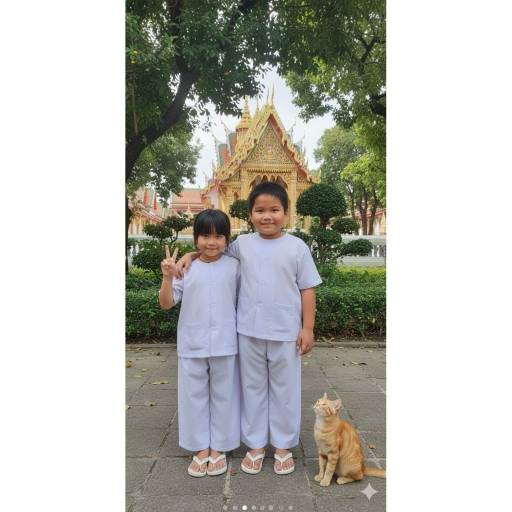 ชุดขาวเด็กรัตนาภรณ์ เบอร์ 8 ป.3-4 (มีแยกเสื้อกางเกง) มีเก็บปลายทาง
