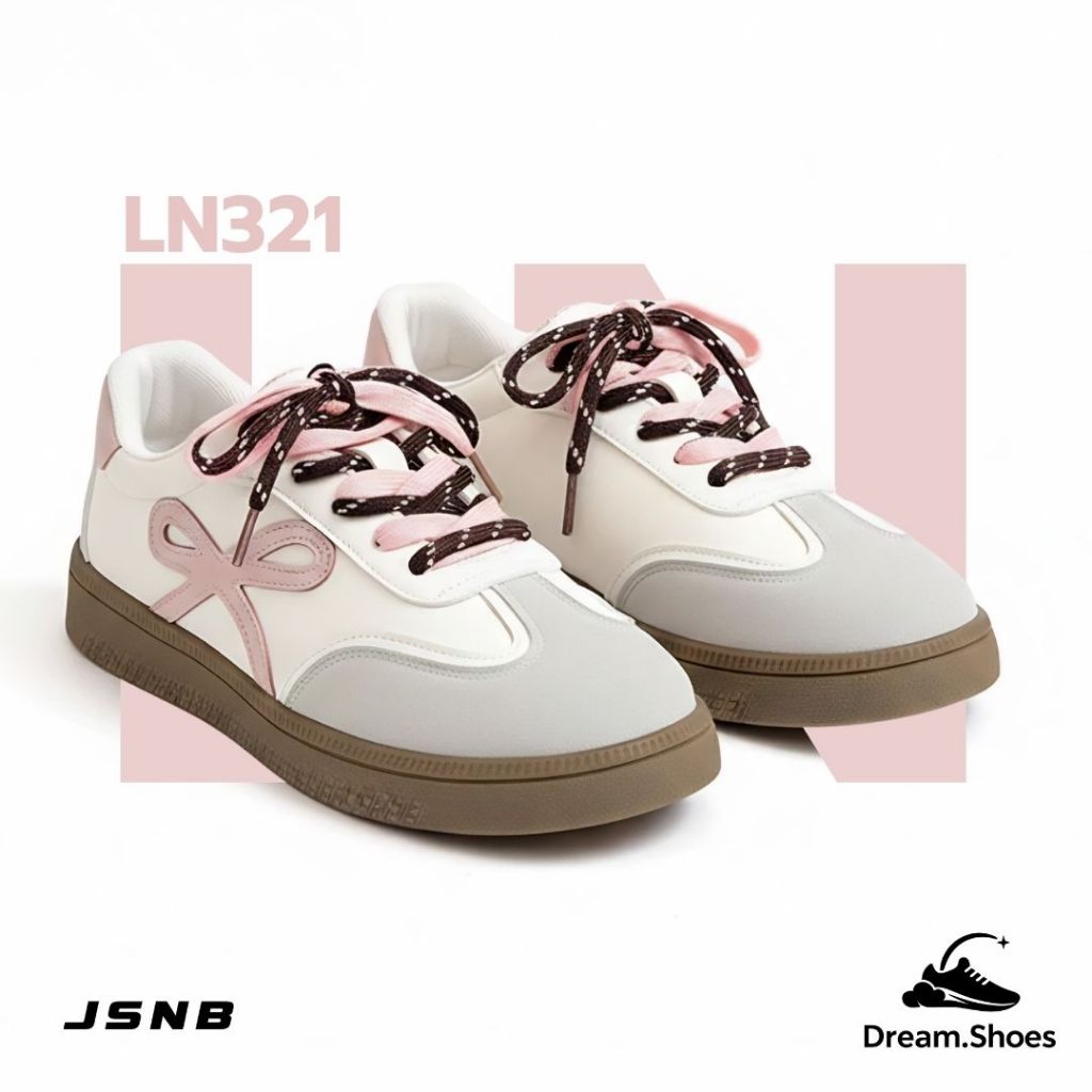 JSNB รองเท้าผ้าใบผู้หญิง Ribbon Sweetie ดีไซน์โบว์น่ารัก มินิมอล นุ่มสบาย ของแท้ [LN8815]