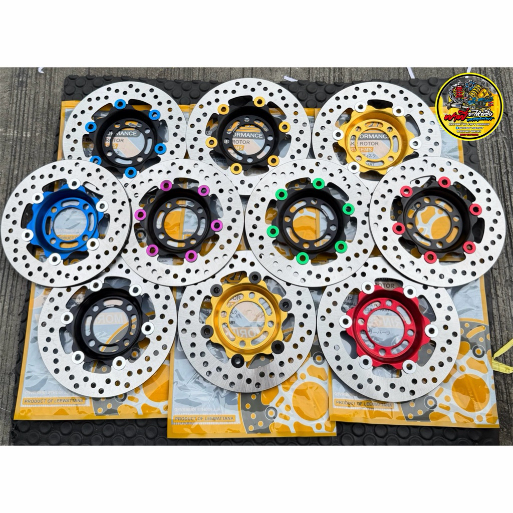จานเบรคแต่ง เวฟ125/W125R/S/iไฟเลี้ยวบังลม220MM.ไม่ต้องใส่สเปเซอร์ จานMORINแท้ มี8สี ใส่W125R/S/iไฟเลี้ยวบังลม ดุม4รู🔥🔥