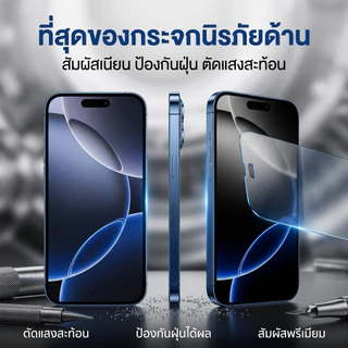 ฟิล์มกระจกเต็มจอด้าน yongpoly กันไฟฟ้าสถิตย์ กันนิ้วมือ สำหรับiphone17PROMAX 16PRO 14PROMAX 13PRO11 11PROMAX XMAX 13