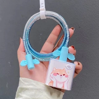 🔥 พร้อมส่ง🔥20W ชุดตกแต่งสายชาร์จลายการ์ตูน ที่ครอบหัวชาร์จ ที่ถนอมสายชาร์จ ลายการ์ตูนน่ารัก