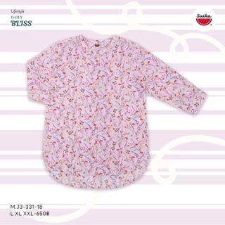 เสื้อแตงโม (SUIKA) คอจีนผ่าหน้าตลอด เจาะสาบแขนสามส่วนหน้าสั้นหลังยาว( M.J3-331 )