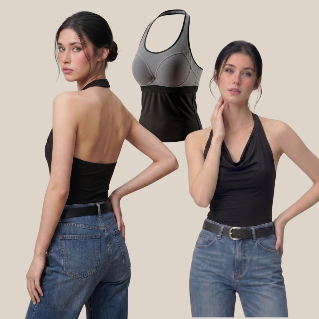 WsimpleBra | Diana Halter Neck เสื้อคล้องคอ มีบราในตัว เลิกใส่ชุดชั้นในและซิลิโคลปิดจุก