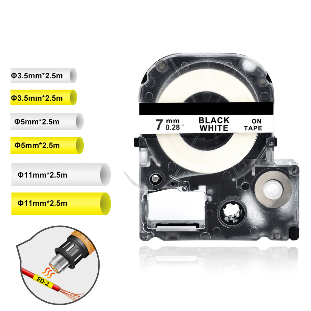 เทปท่อหดความร้อน 3.5/5/7/11 มม. SU5Y SU5S SU3Y SU3W เข้ากันได้กับแท็ก Epson สำหรับ Epson Pinter LW400 LW500 LW600