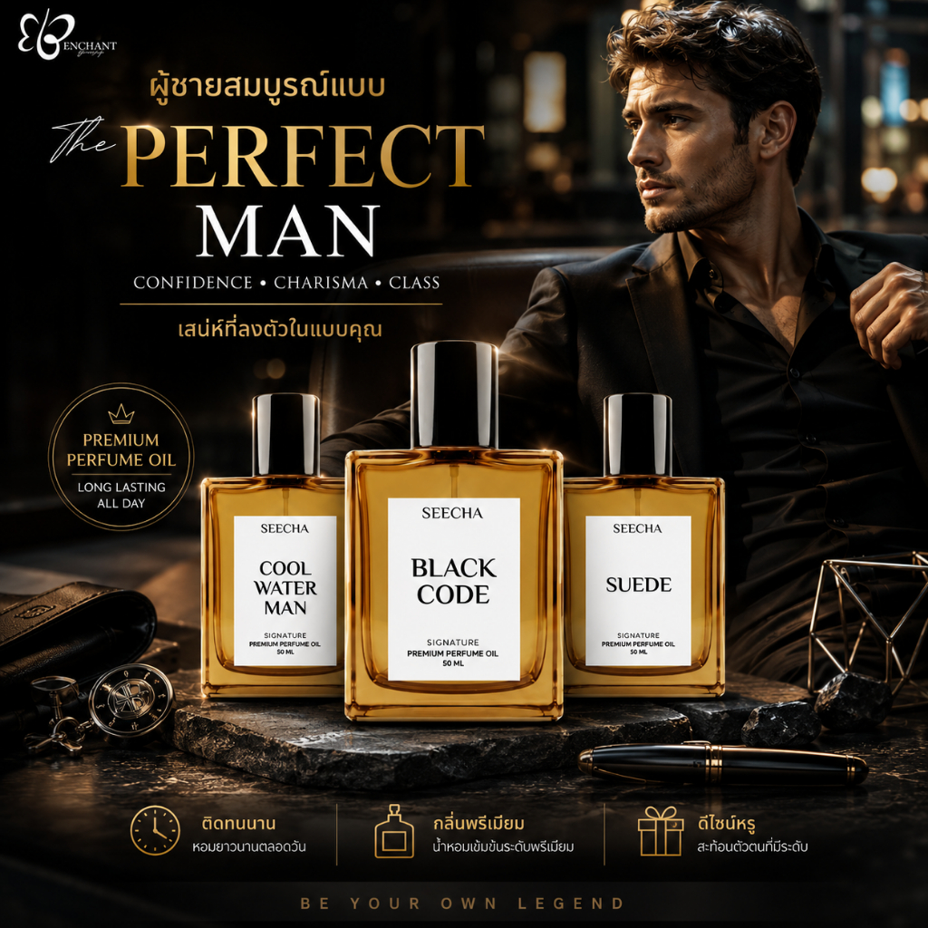✨3 กลิ่นผู้ชายสมบูรณ์แบบ (The Perfect Man)✨Seecha Oil Perfume น้ำหอมสีชา สีชาออยล์ ขนาด 50ml.
