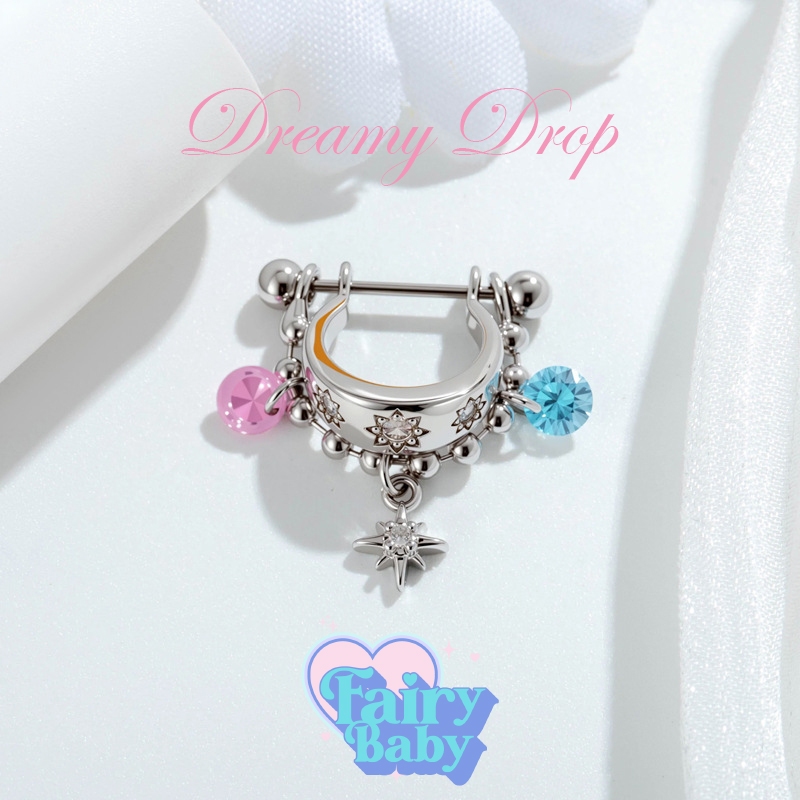Fairybaby ห่วง Dreamy Drop Hoop (1 ชิ้น) จิวหู  ห่วง น่ารัก ห้อยตุ้งติ้ง สวย (J3-198)
