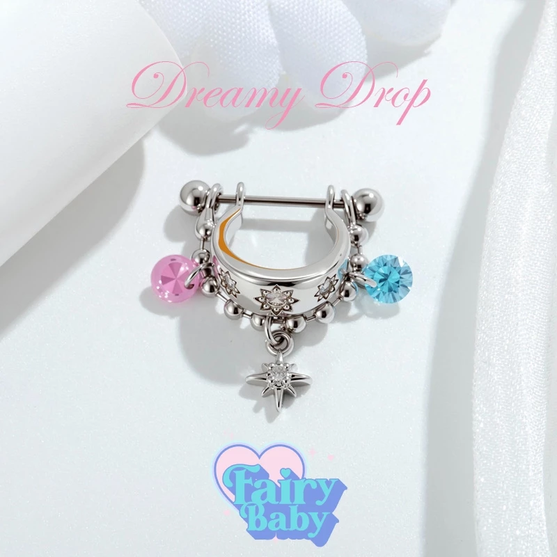 Fairybaby ห่วง Dreamy Drop Hoop (1 ชิ้น) จิวหู ห่วง น่ารัก ห้อยตุ้งติ้ง สวย (J3-198)