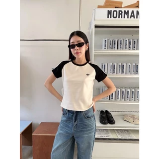 🍊 VL 5272 เสื้อยืดทรงพอดีตัว แต่งแถบ สีสวย ผ้าดี
