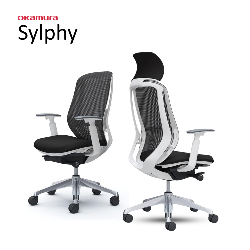 OKAMURA เก้าอี้รุ่น SYLPHY HIGH BACK, WHITE BODY, COLOR : BLACK
