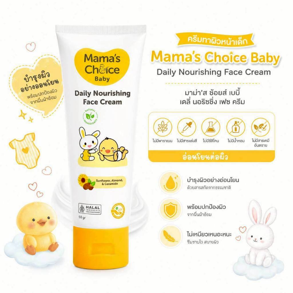 Mama's Choice Baby Daily Nourishing Face Cream ครีมบำรุงผิวหน้าเด็ก อ่อนโยนต่อผิวบอบบาง