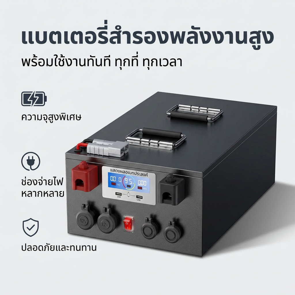 แบตเตอรี่ลิเธียม LiFePO4 12V 150Ah/200Ah BMS 100A มีจอแสดงผล พร้อมเครื่องชาร์จ สำหรับโซลาร์ แคมป์ปิ้ง RV