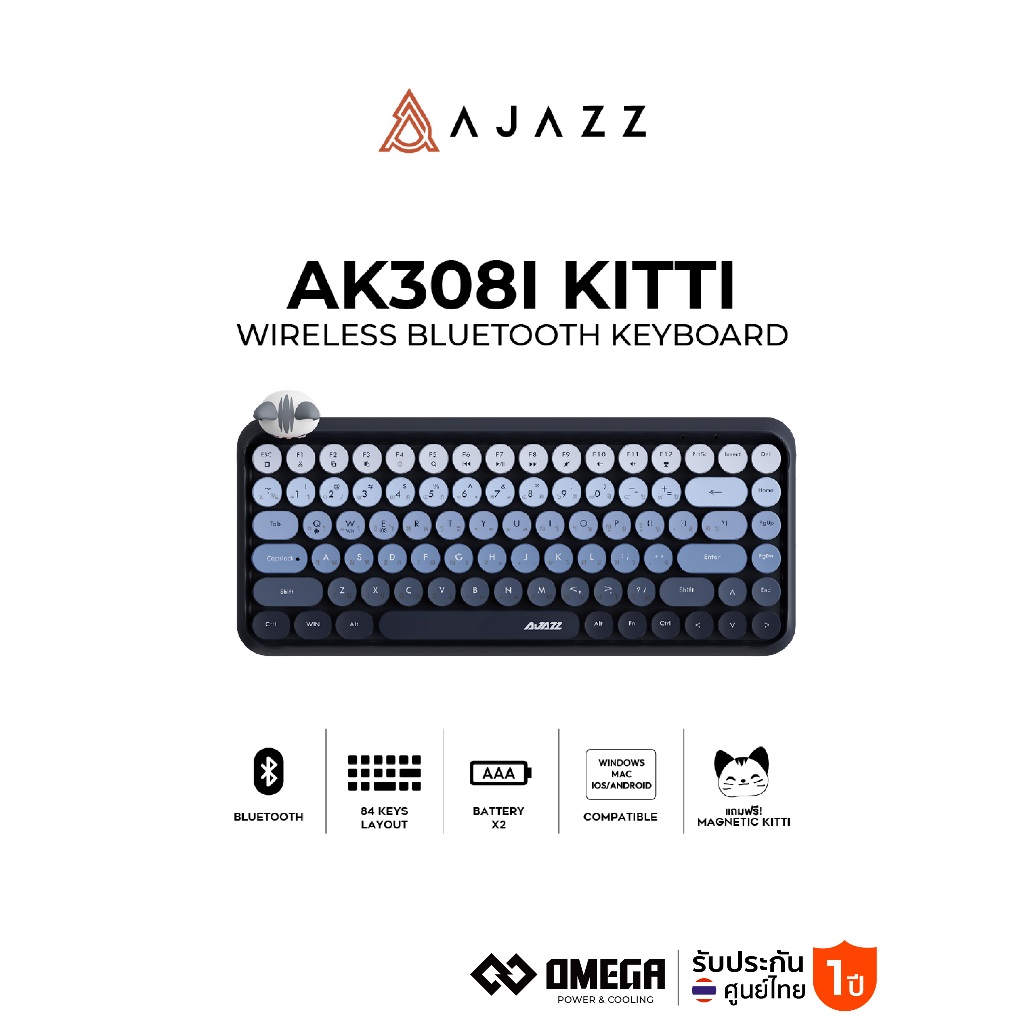 คีย์บอร์ดเกมมิ่ง Ajazz AK308i Magnetic Kitti Wireless Bluetooth Keyboard รับประกัน 1 ปี
