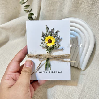 JPCraft🌻-การ์ดอวยพร การ์ดเเต่งดอกไม้แห้ง การ์ดดอกทานตะวัน เขียนข้อความด้านในได้(FC3)