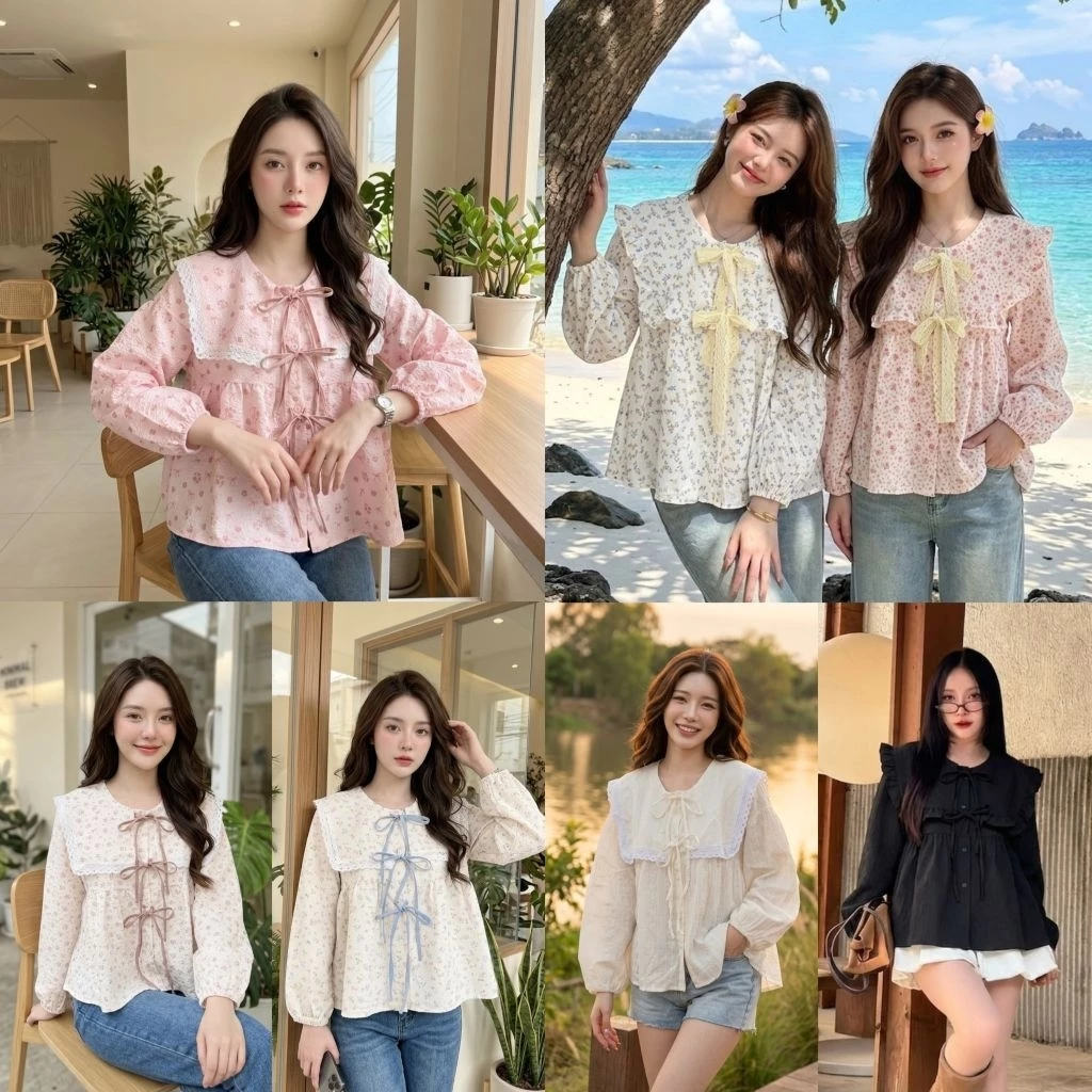 เสื้อคอบัวกระดุมหน้าอกหน้าผ้า44 นิ้ว ยาว 23นิ้ว ราคา209บาท เหมาะอกจริง 32-40นิ้ว