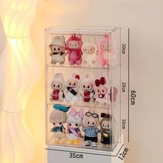 60cm กล่องใส่โมเดล ตู้เก็บของโมเดลติดผนังหลายชั้น ความจุขนาดใหญ่ เหมาะสำหรับตุ๊กตา POPMART Labubu
