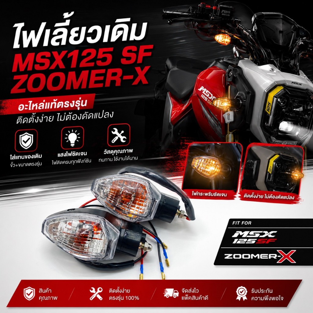 ไฟเลี้ยวเดิม MSX SF,MSX125-SF,ZOOMER-Xไฟเลี้ยวหน้า-หลัง หน้าหลังเหมือนกัน(ราคาต่อคู่)