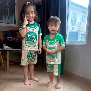 ชุดบอลเด็ก ชุดกีฬาเด็ก ผ้ามันเบาสบาย ชุดเด็กผู้ชาย 1-4 ขวบ