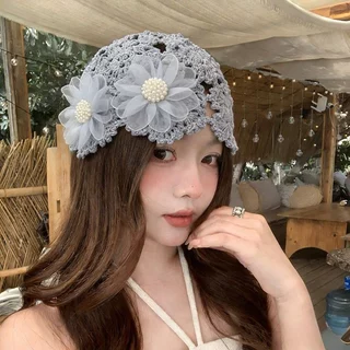 หมวกถักหัวสไตล์โครเชต์ ทรงกลวงบางเบาเหมาะหน้าร้อน ดีไซน์วินเทจย้อนยุค สวมใส่เพิ่มลุคแฟชั่นได้ดีมาก