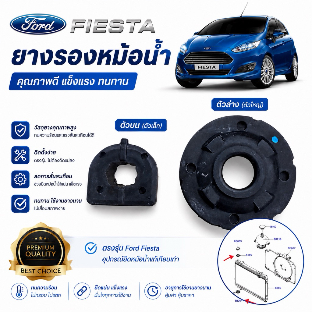 ยางรองขาหม้อน้ำ FORD FIESTA ,MAZDA 2 ปี09-14