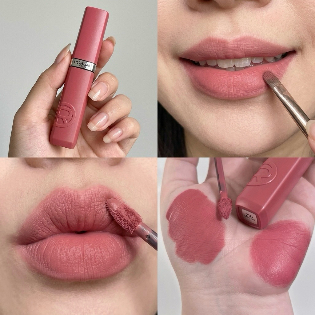 ลิปลอรีอัลรุ่นใหม่ Infallible Matte Resistanc แนะนำเบอร์ 210 ชมพูติดโอรสนิดๆสวยละมุนน่ารักมาก เบลนด์ง่าย ติดทน