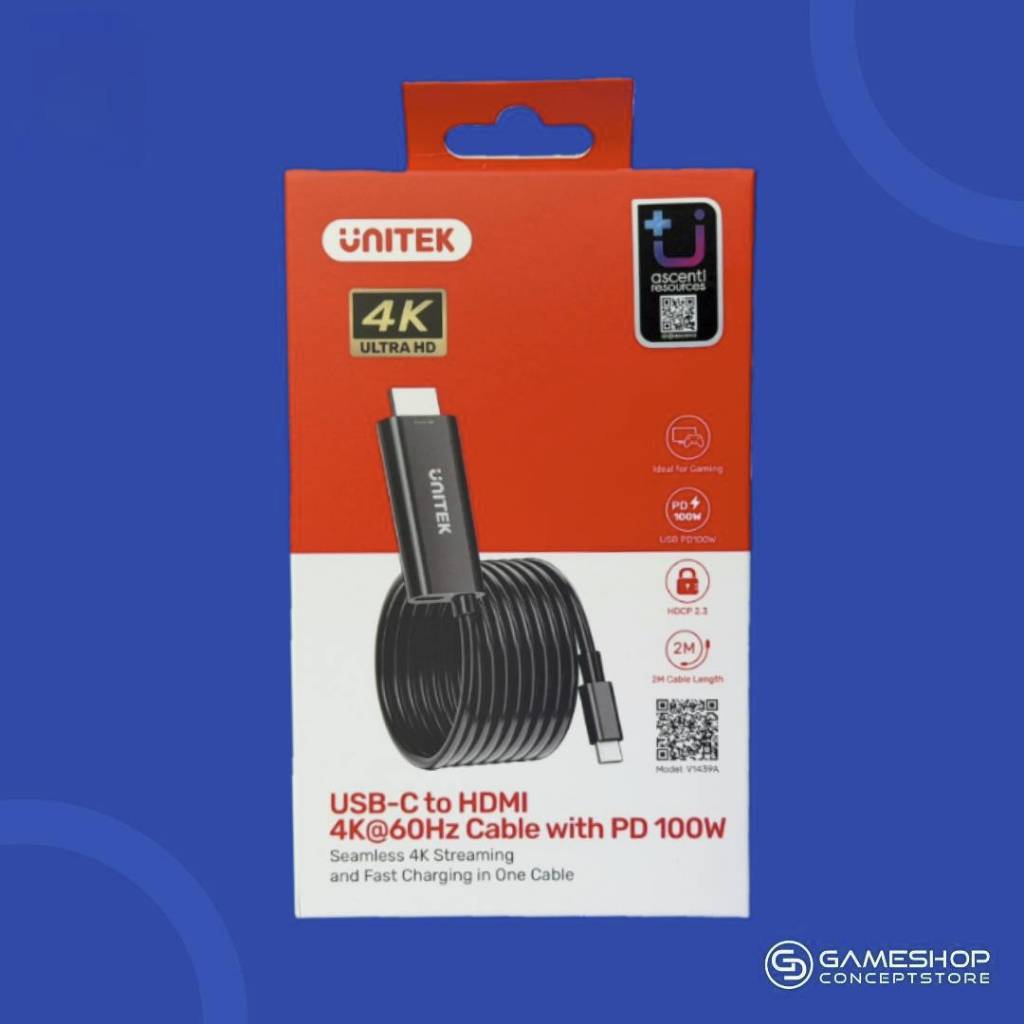 [ส่งทันที] UNITEK : Mini Dock USB-C to HDMI 4K@60Hz Cable สำหรับ Nintendo Switch 2 ประกันศูนย์ 2 ปี