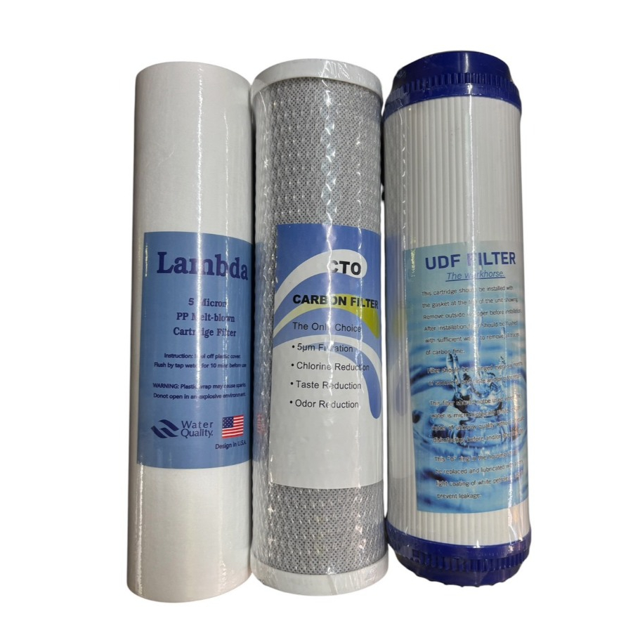 ไส้กรองน้ำ 3 ขั้นตอน ขนาด 10 นิ้ว x 2.5 นิ้ว (ประกอบด้วย PP, Carbon, GAC)