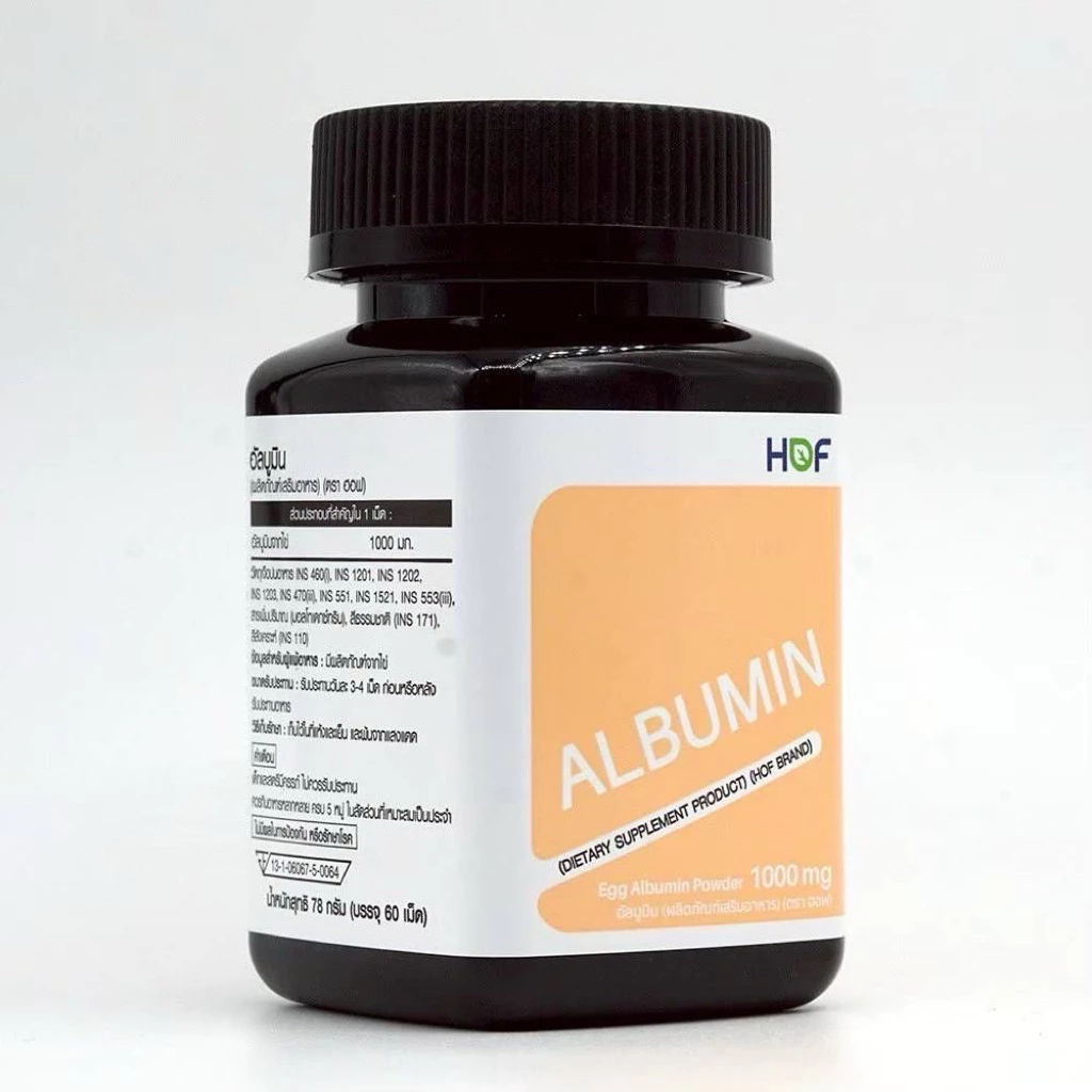 HOF Albumin 1000 mg 60 เม็ด ผงไข่ขาวเม็ด โปรตีนจากไข่ขาว thumbnail 3