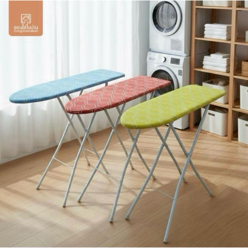 KANTAREEYA โต๊ะรีดผ้า 6 ระดับ (ผ้าcottonพิมพ์ลาย) 29.5x90x68-80 cm โครงขาเหล็กพ่นสี ปรับได้6ระดับ