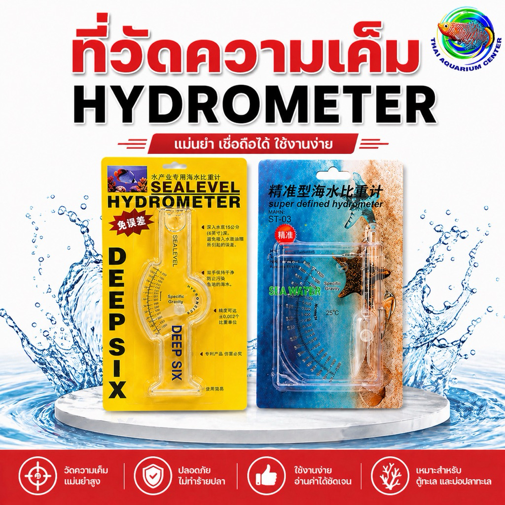 เครื่องวัดความเค็มน้ำทะเลตู้ปลา SEA LEVEL HYDROMETER