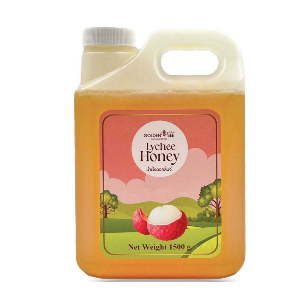 Golden Bee น้ำผึ้งดอกลิ้นจี่ 1,500 กรัม บรรจุแกลลอน Lychee Honey น้ำผึ้งแท้ 100%