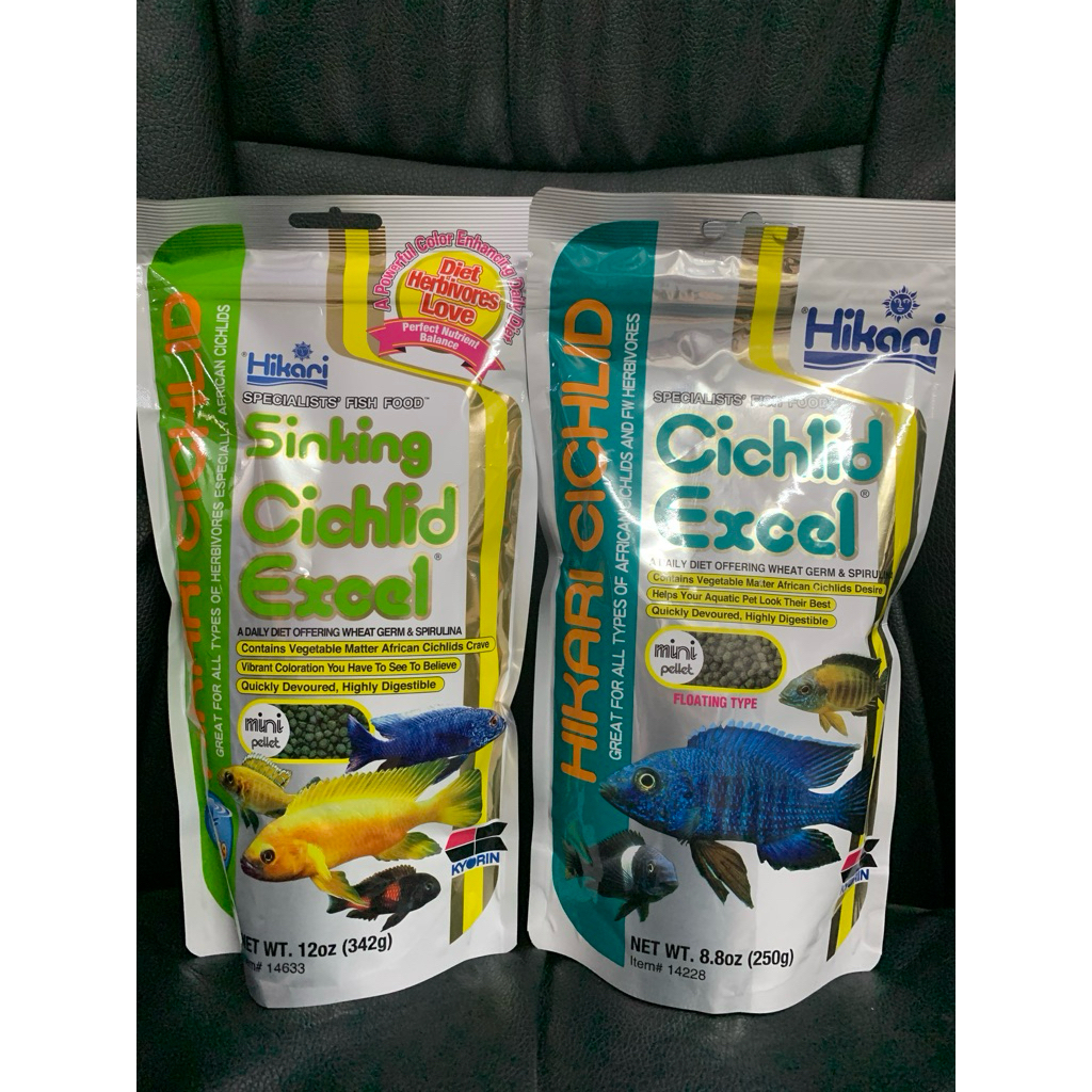 Hikari Cichlid Excel อาหารปลาหมอพันธ์เล็ก ขนาด57กรัม และขนาด250กรัม อาหารแบบเม็ดเล็ก(Mini)เป็นแบบ เม็ดลอยน้ำและเเบบจมน้ำ