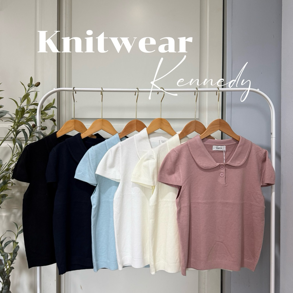 [ป้าย One K] เสื้อไหมพรมคอปกมนผู้หญิง แขนสั้น ทรงน่ารัก สไตล์เกาหลี โทนมินิมอล ใส่ทำงาน ใส่เที่ยวได้
