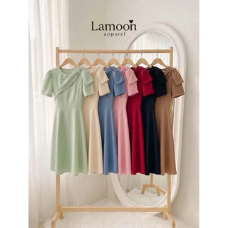 [พร้อมส่ง] Sherlyn dress เดรสแต่งโบว์ไหล่ข้างเดียว ป้าย VERA ชุดไปงานแต่ง ชุดไปคาเฟ่ by Lamoon apparel