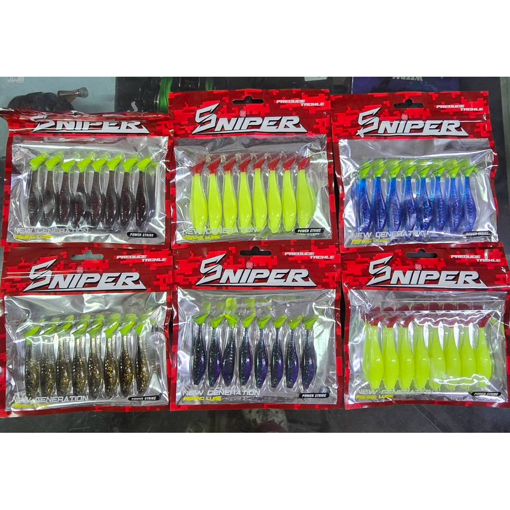 เหยื่อตกปลา SNIPER ซองแดง 1แพ็ค มี 8 ตัว ปลายาง TPE ขนาด 3 นิ้ว นุ่มทน ไม่ขาดง่าย