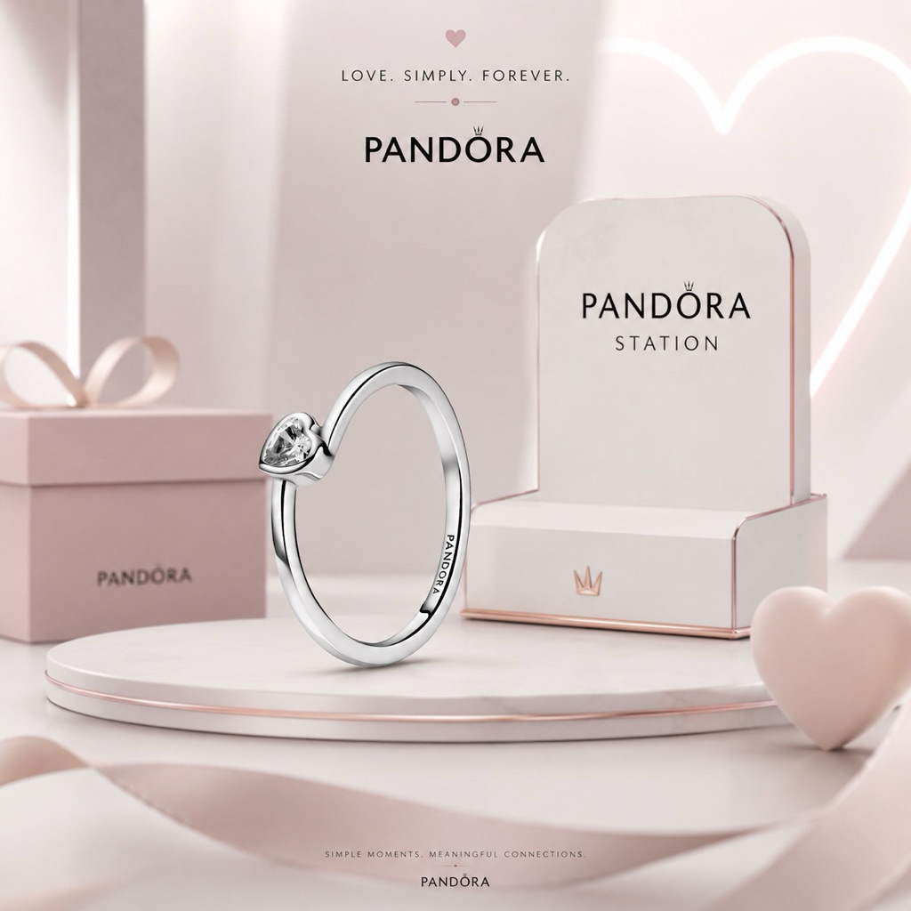 (ของแท้ พร้อมส่ง )Pandora Clear Heart Ring แพนโดร่าแหวนหัวใจเพชรขาว ของแท้ มือหนึ่งทุกชิ้น