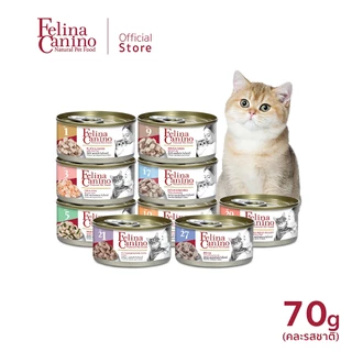 Felina Canino (สำหรับน้องแมว) ไม่เติมเกลือ ไม่ใส่วัตถุกันเสีย ( ขนาด 70 กรัม / 1 กระป๋อง ) (สามารถเลือกรสชาติได้)