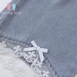 Hania kids พร้อมส่ง กางเกงคุณหนูโบว์น้อย ปลายขาลูกไม้สุดน่ารัก K5125640