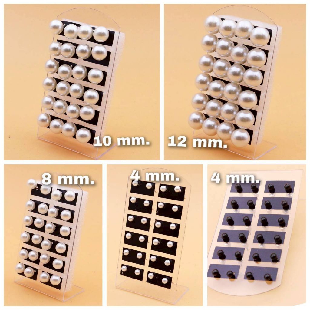 รหัส D ส่งจากไทย ต่างหูมุกแฟชั่น แบบติดหู เซ็ต 12 คู่