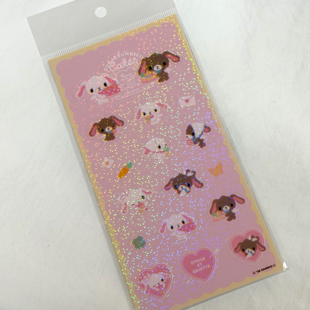 (พร้อมส่ง) Sugarbunnie×Etoile et Griotte Sticker🧁✨ชูก้าบันนี่สติกเกอร์เคลือบวิ้งๆ ของแท้จากญี่ปุ่น