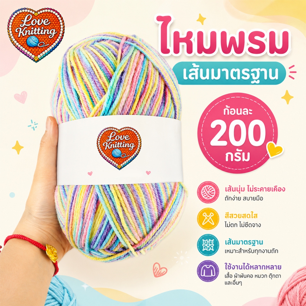 (ชุดที่2)WA01-6C200g สีมิก ไหมพรมเส้นมาตราฐาน ไหมเส้นเงานุ่ม ไหมพรมคุณภาพ ไหมพรมเนื้อนุ่ม ไหมพรม