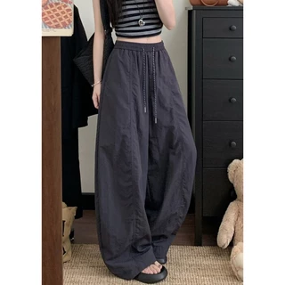 [Trendy solid color wide leg pants]เวอร์ชั่นเกาหลีเทรนด์ผู้หญิงสีทึบกีฬาลำลองกางเกงขากว้าง