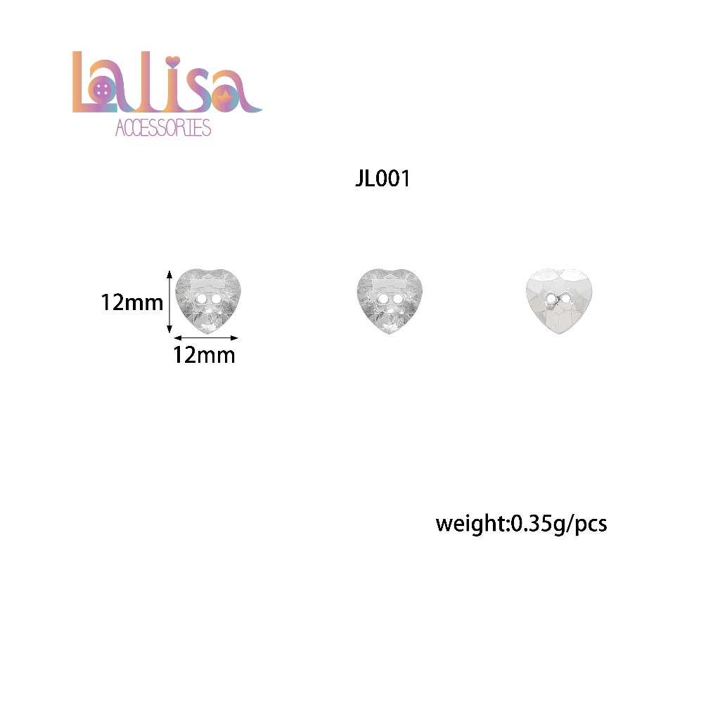 กระดุมหัวใจใส ✨ คริสตัลรูปหัวใจ scrylic Button JL001