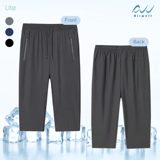 AIRWELL กางเกง4ส่วนติดแอร์ รุ่น LITE ลายผ้าเรียบ เบาบาง ผ้ายืด ใส่แล้วเย็นสบาย ไม่ต้องรีด ใส่ได้ทั้งช-ญ กางเกงลำลอง