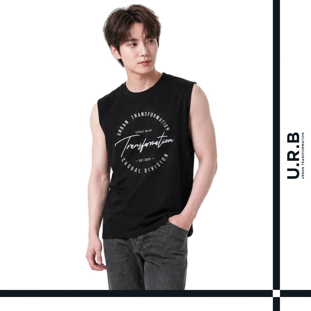 URBAN : MEN'S GRAPHIC SLEEVELESS TEE เสื้อเเขนกุดผู้ชาย ลายกราฟิก รุ่น 1UTMT5118 สี Black - แบล็ค