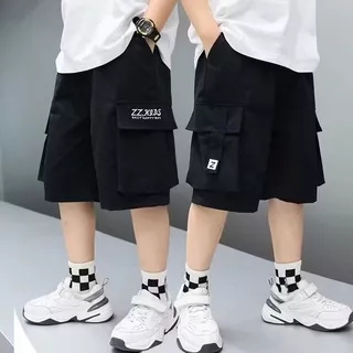 【size110-160】กางเกงขาสั้นเด็กผู้ชาย กางเกงคาปรีสำหรับเด็ก ทำจากผ้าฝ้ายแท้